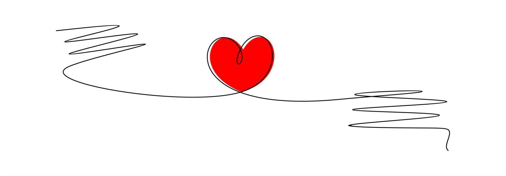 Simple and minimalist heart shape of single line sketch. Hand drawing love symbol. Heart design element. vector