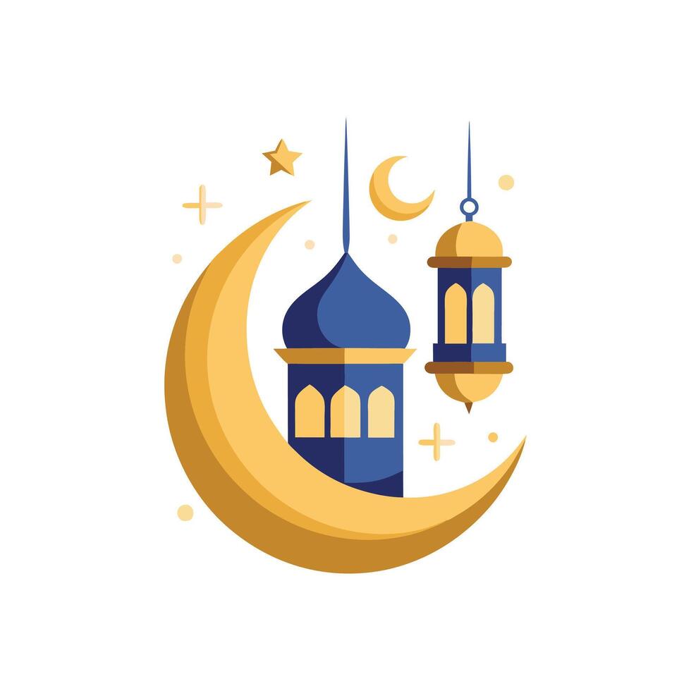 Crescent Moon Blessings Ramadan Kareem Illustration Design vector