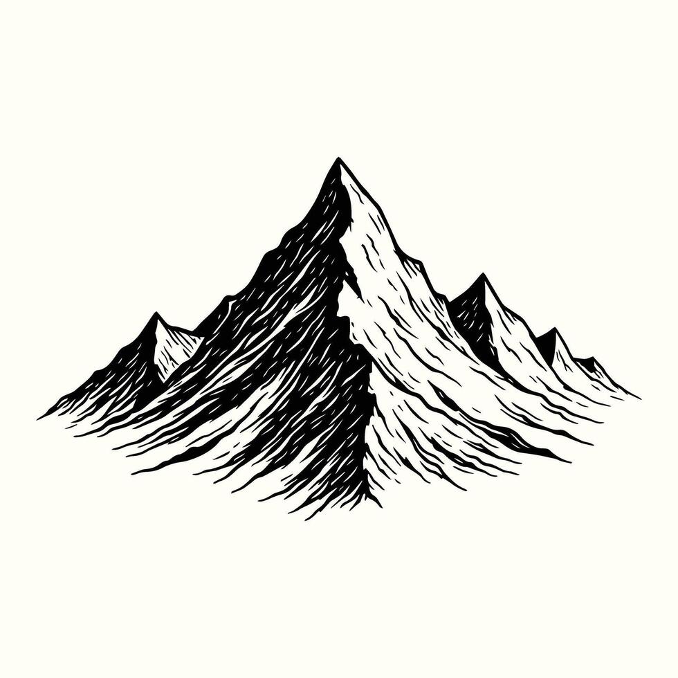 Hand draw landscape with mountain sketch design. vector