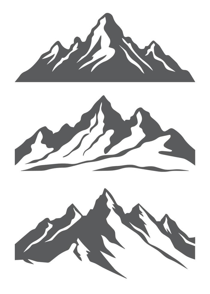 Hand draw landscape with mountain outline set sketch design. vector