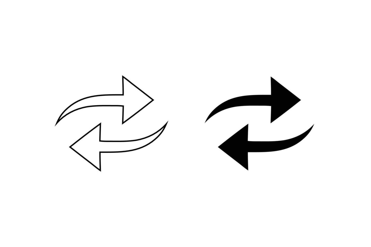 Curve Arrow icon. Arrow symbol design. Hand drawn arrow sign. Isolated direction arrow icon illustration on a white background. Arrow sign in flat style. Process repeat symbol, rotation. vector