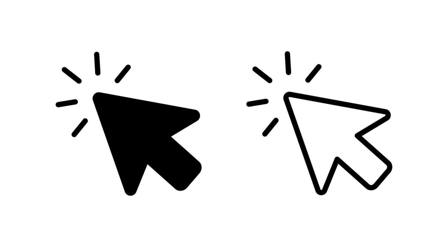 Mouse cursor click icon set. Cursor flat icon with outline isolated on white background. Illustration vector