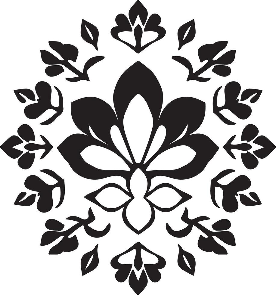 A black and white design with a lotus flower vector