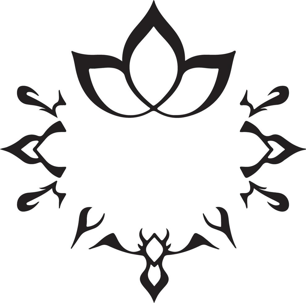 A black and white design with a lotus flower vector