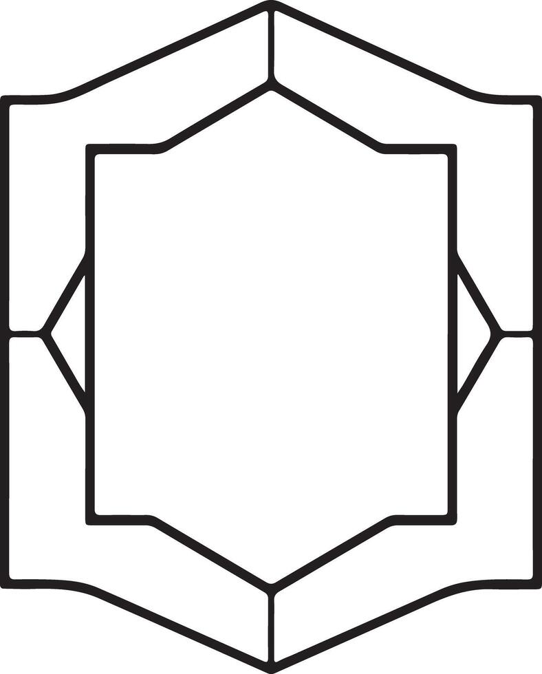 A black and white drawing of a hexagon vector