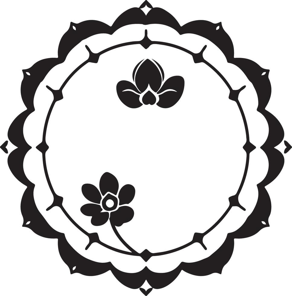 A black and white flower in a circle vector