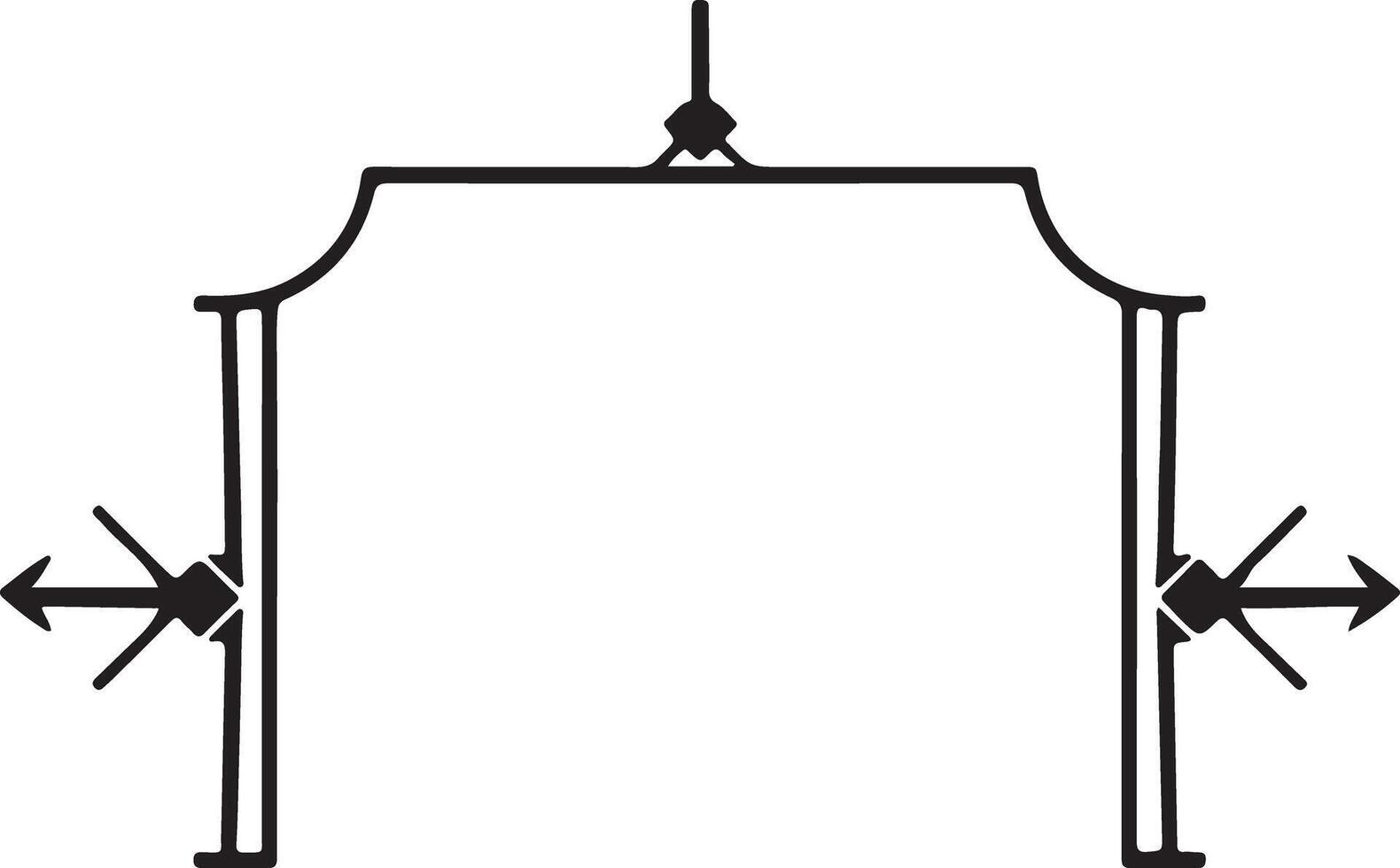 A black and white illustration of a frame with two arrows vector