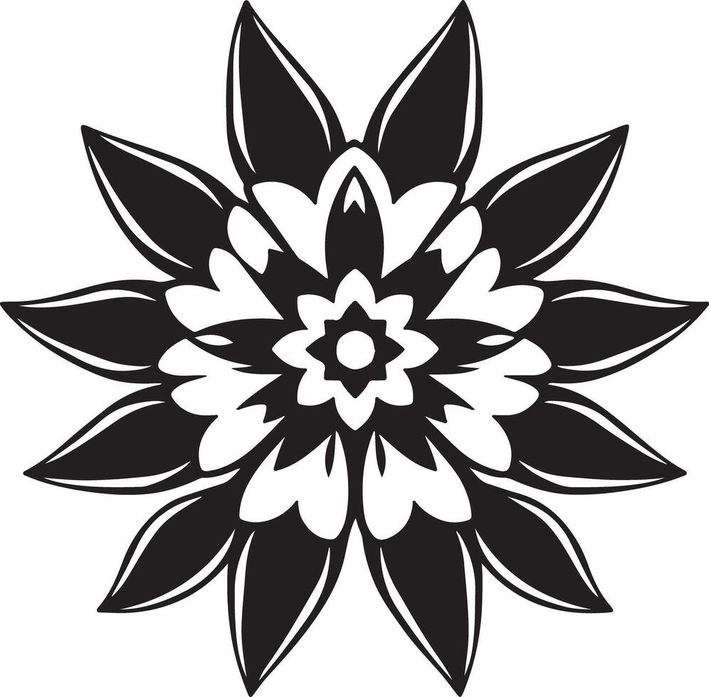 A flower design in black and white vector