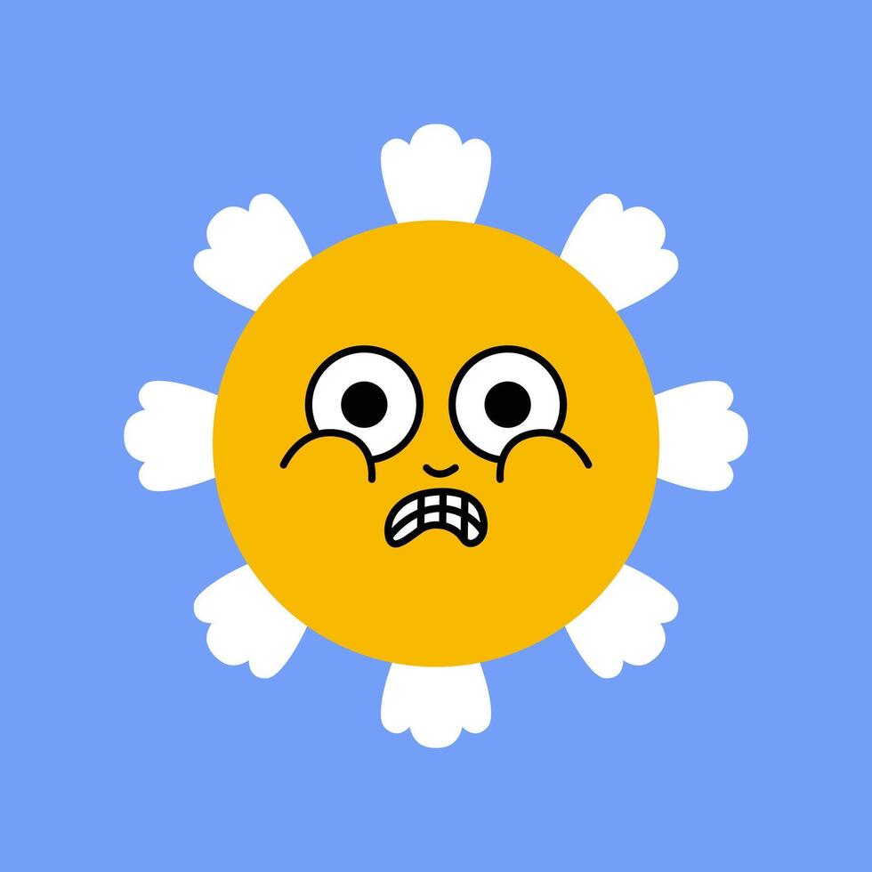 Daisy flower smiling face, cute sunflower emoji for different emotions, great for adding joy to your designs vector