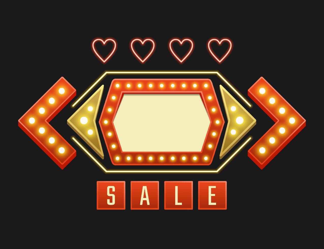 Retro american neon sign vintage sale banner and label with vibrant design that attract attention vector