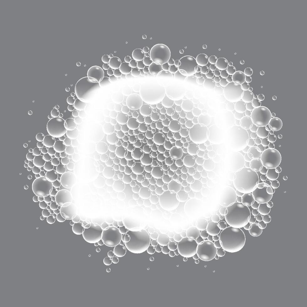 Soap bubbles, displaying unique designs, gracefully float on a plain gray surface vector