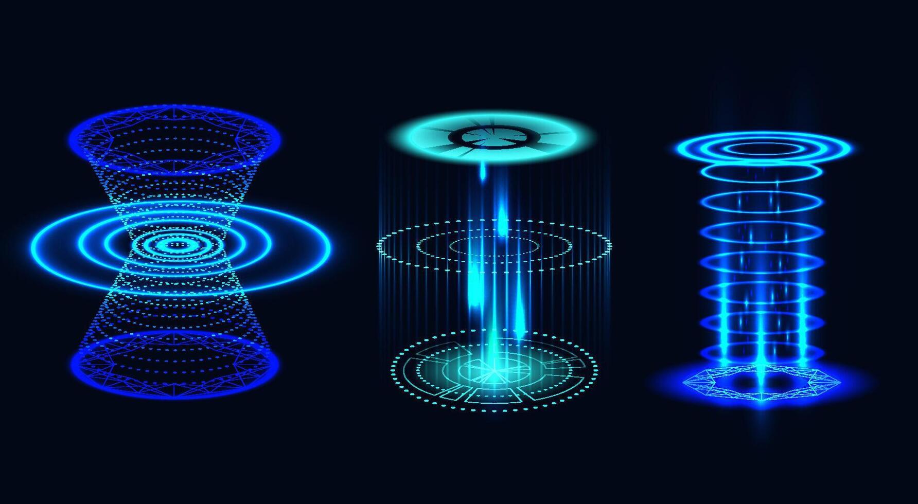 Futuristic Teleport Energy Cylinders with Stunning Glowing Effects That Captivate the Imagination vector