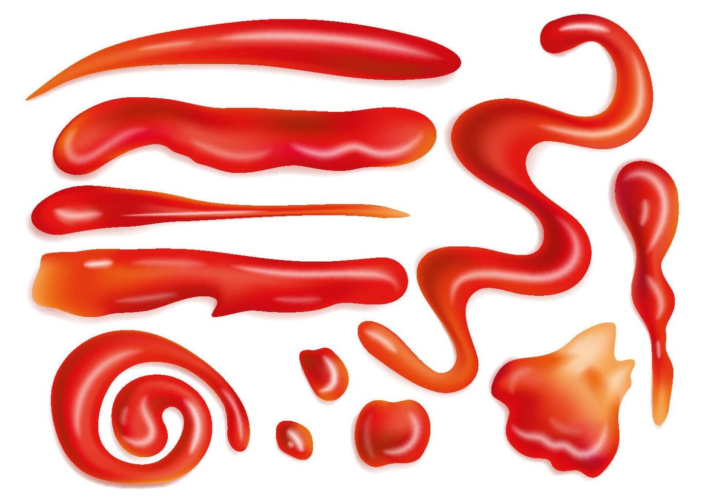 Red Sauce, Ketchup and Condiment Designs ideal for Food Styling vector