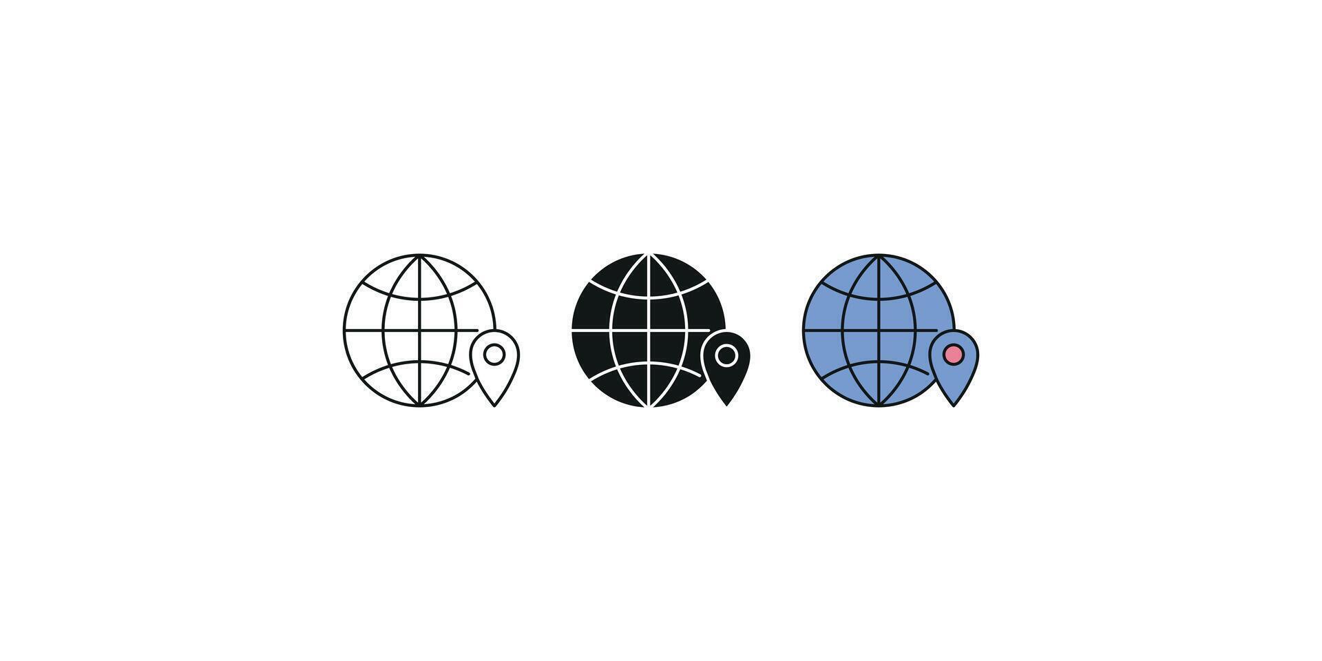 Web Location Icon Outline Black and Colorful Design vector