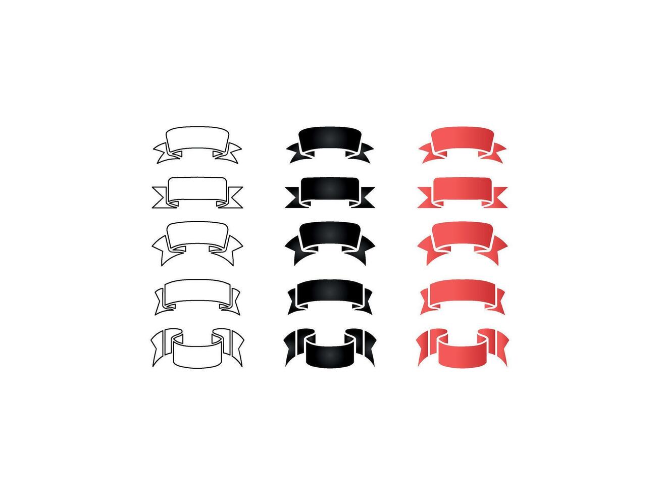 Ribbons Outline Black and Red Gradient Ribbons vector