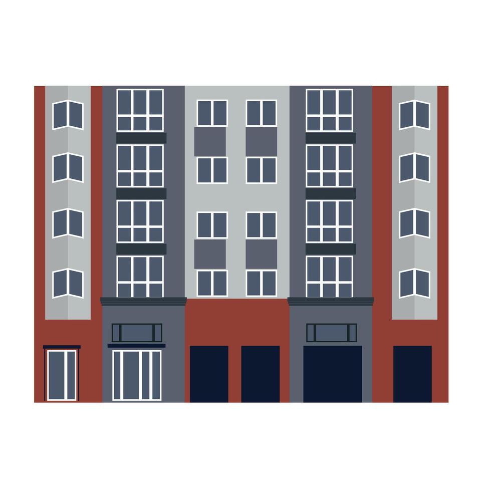 Modern flat design conceptual city building. Skyscraper illustration. terracotta and grey color style vector