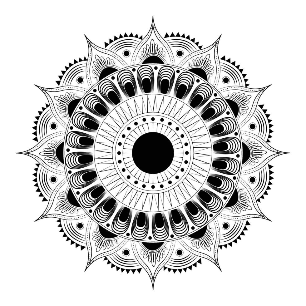 Abstract decorative mandala line art design on white background vector