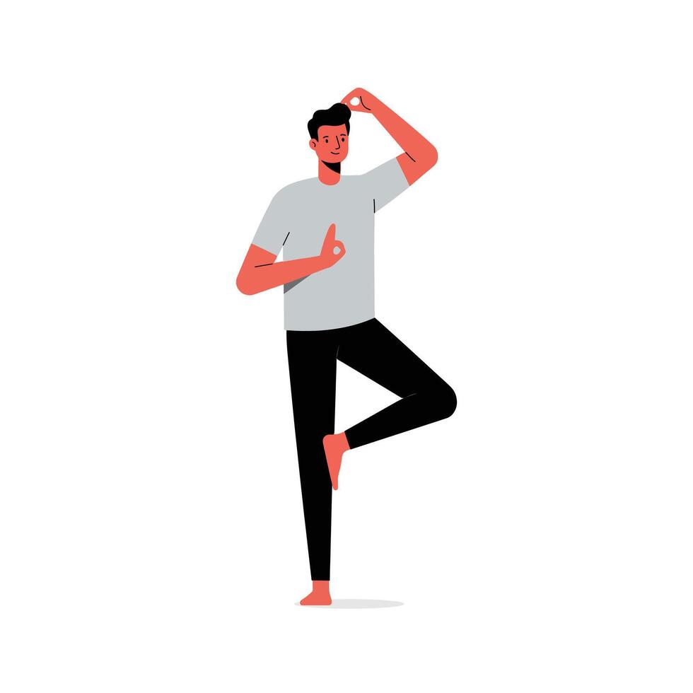Man doing yoga pose vector