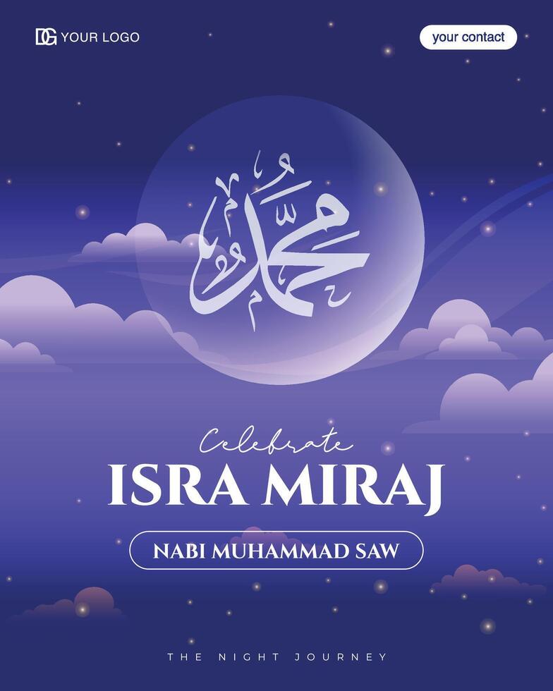 Isra Miraj The night journey of the Prophet Muhammad vector