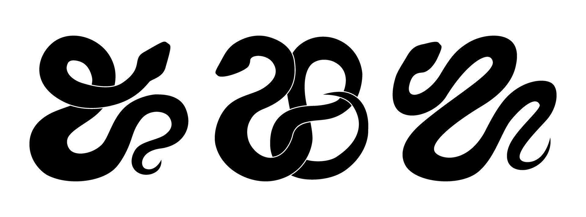 Stylish snake silhouettes on white background. vector