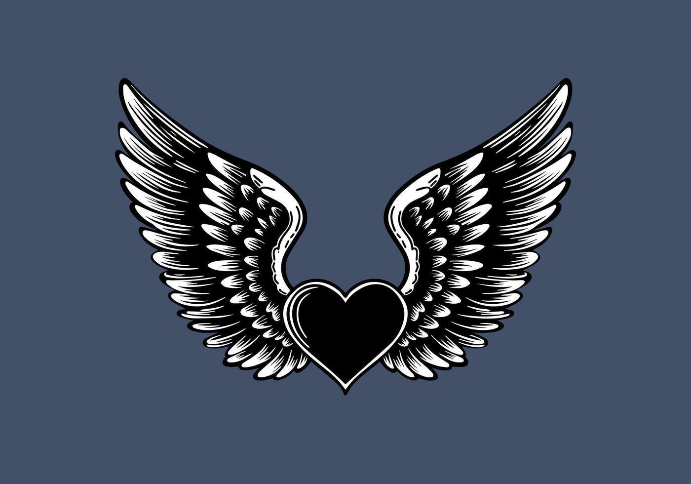 Illustration of angel wings with a heart in the middle vector