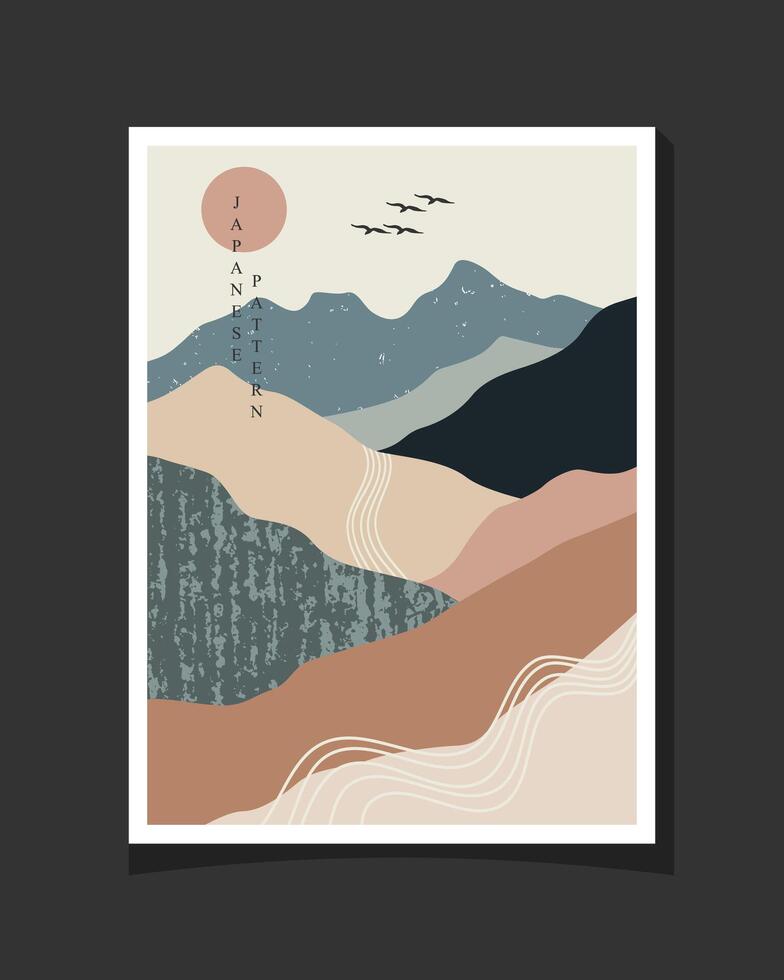 Stylish mountain views with warm and modern colors, creating a calm atmosphere vector
