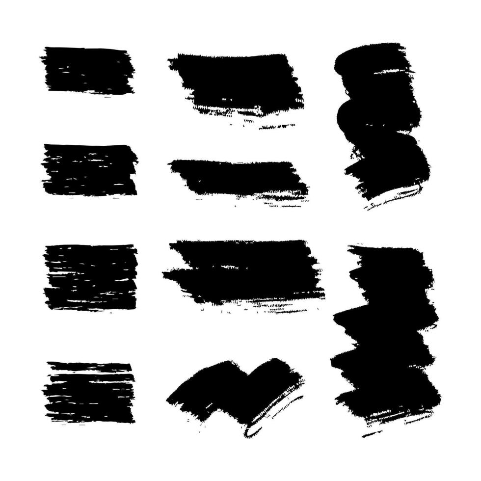 black brush strokes with a pared shape vector