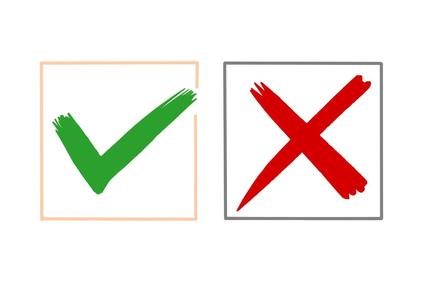 green cross symbol and red cross symbol in the box vector