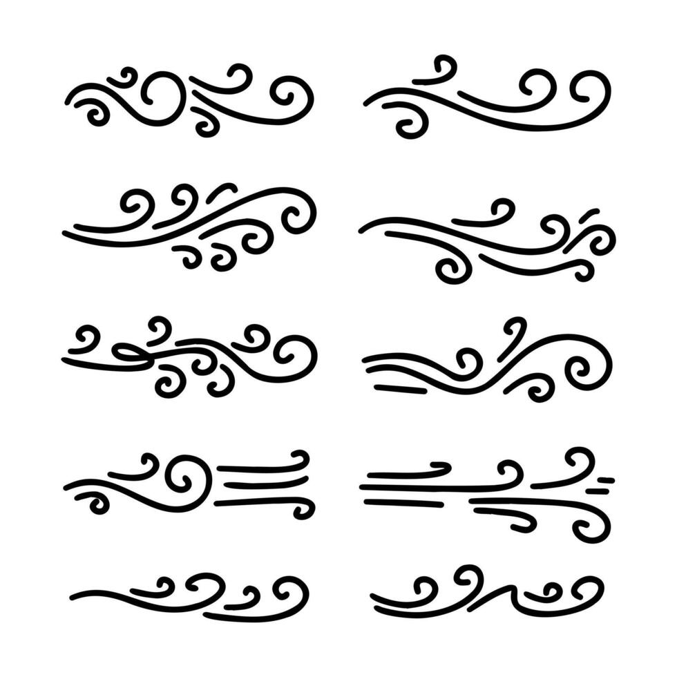 collection of wind illustrations on a white background vector