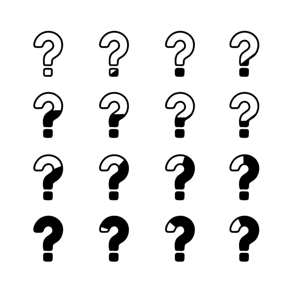 16 question mark icons on white background vector
