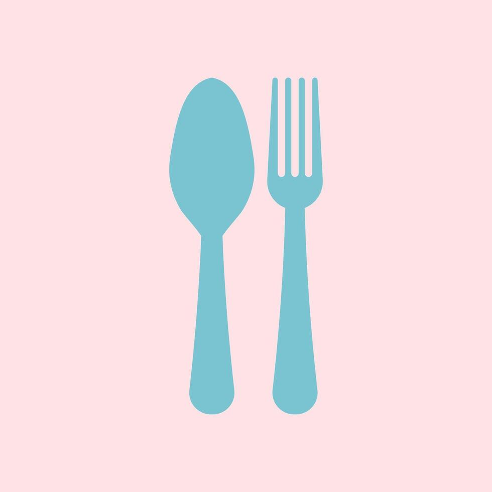 Fork and Spoon icon. knife and fork icon on blue and brown color. Illustrations For Personal and Commercial Use. Clean Look Trendy Icon. Food icon element symbol vector