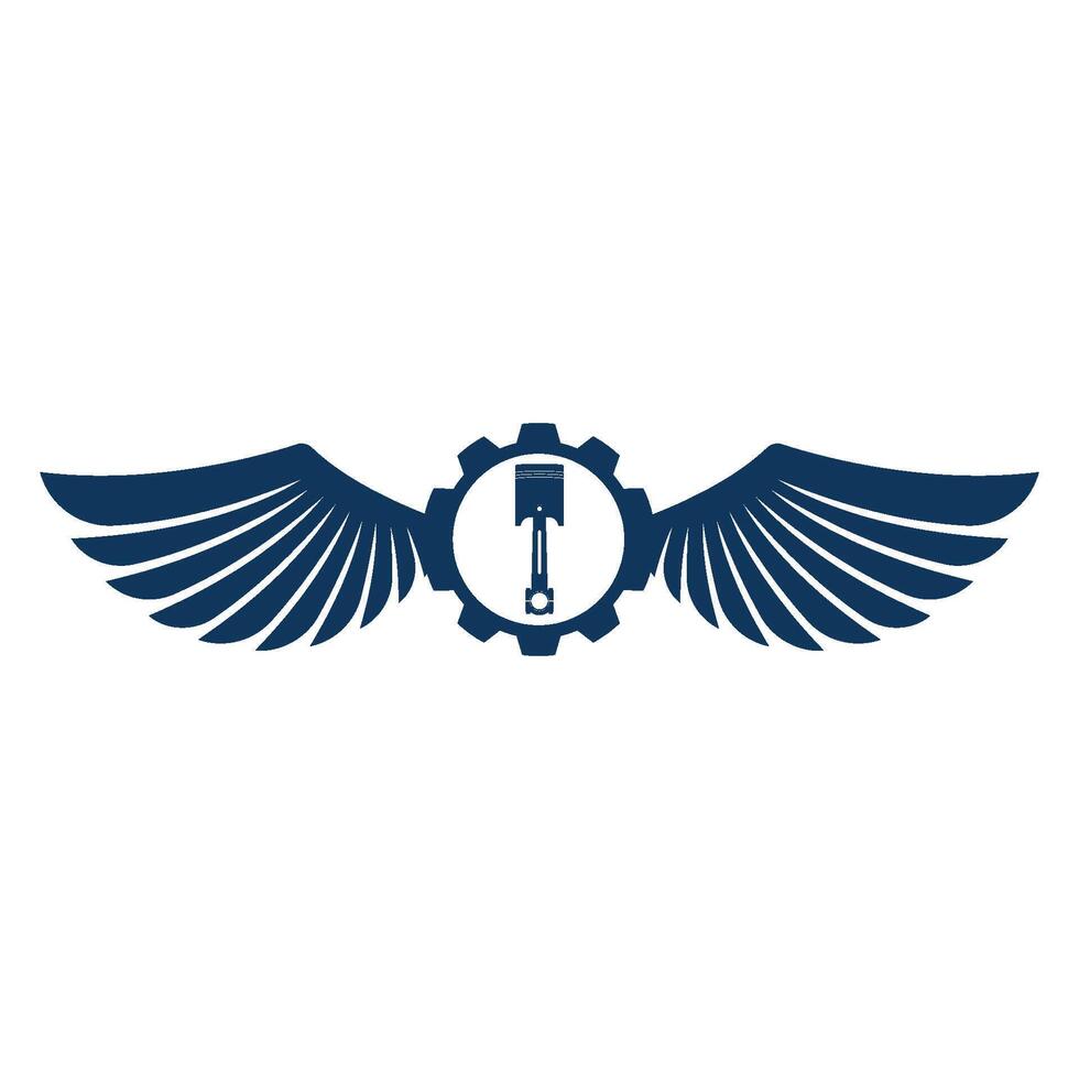 piston with wings logo flat design vector