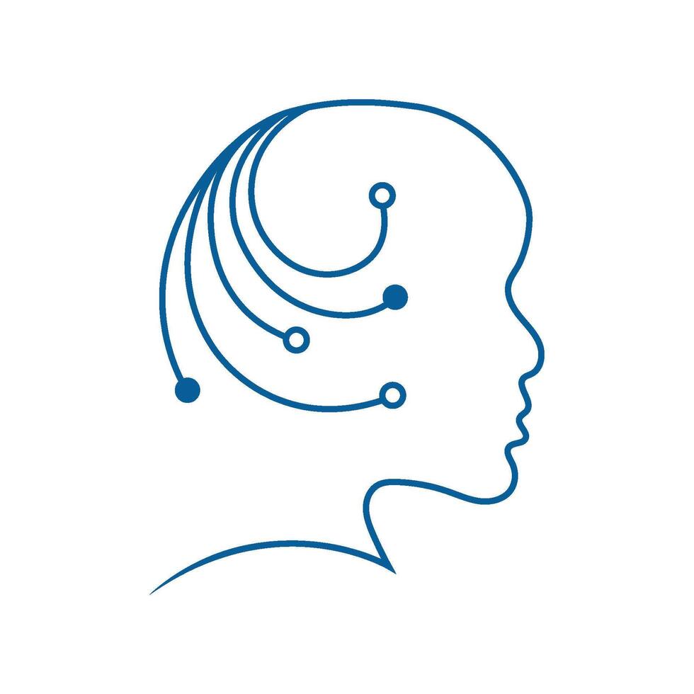 Artificial intelligence with human face logo vector