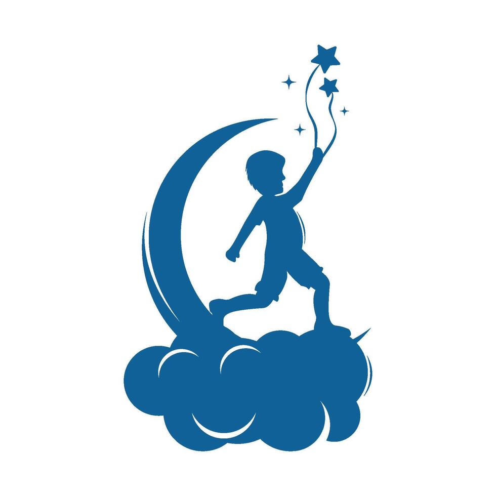 Child dreams logo designs concept , Children Reaching star logo template vector