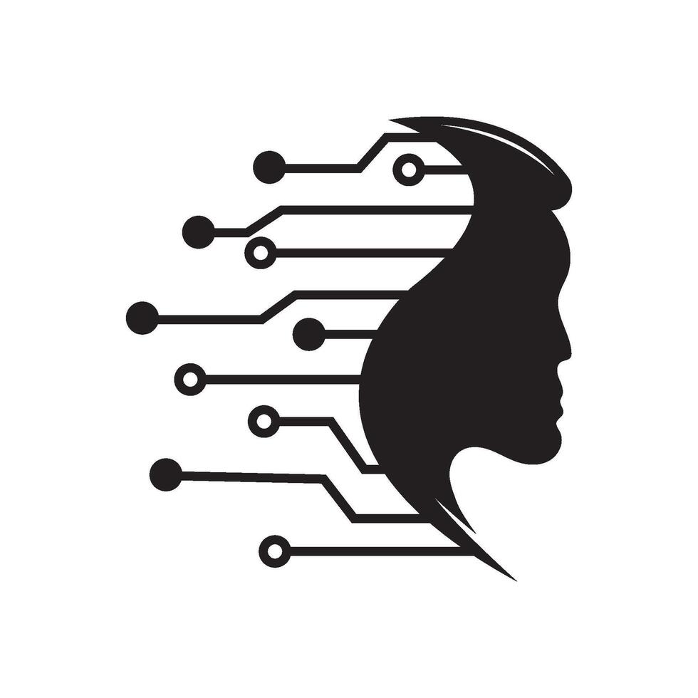 Artificial intelligence with human face logo flat design vector