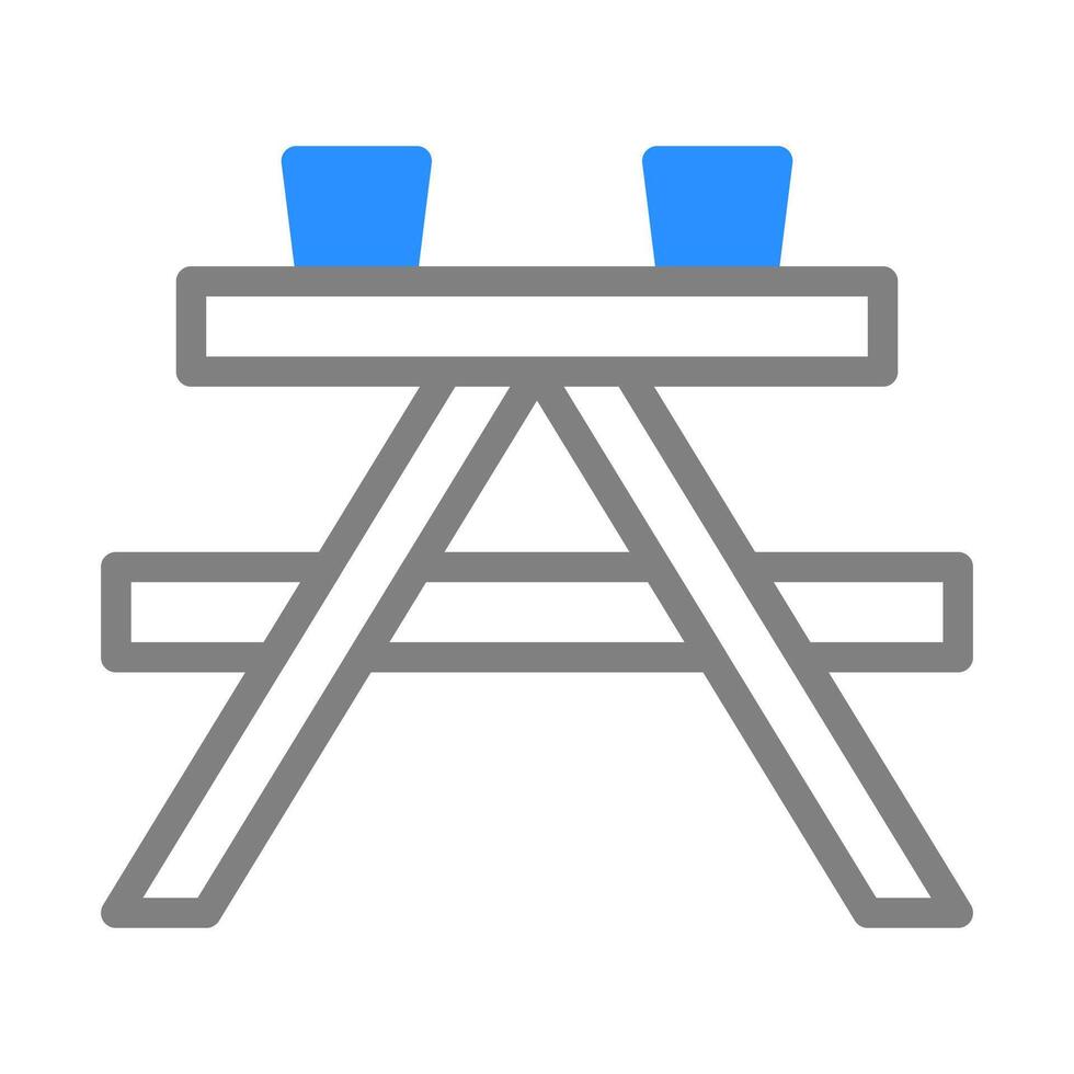 Picnic Table Icon. Outdoor Dining. Folding Table. vector