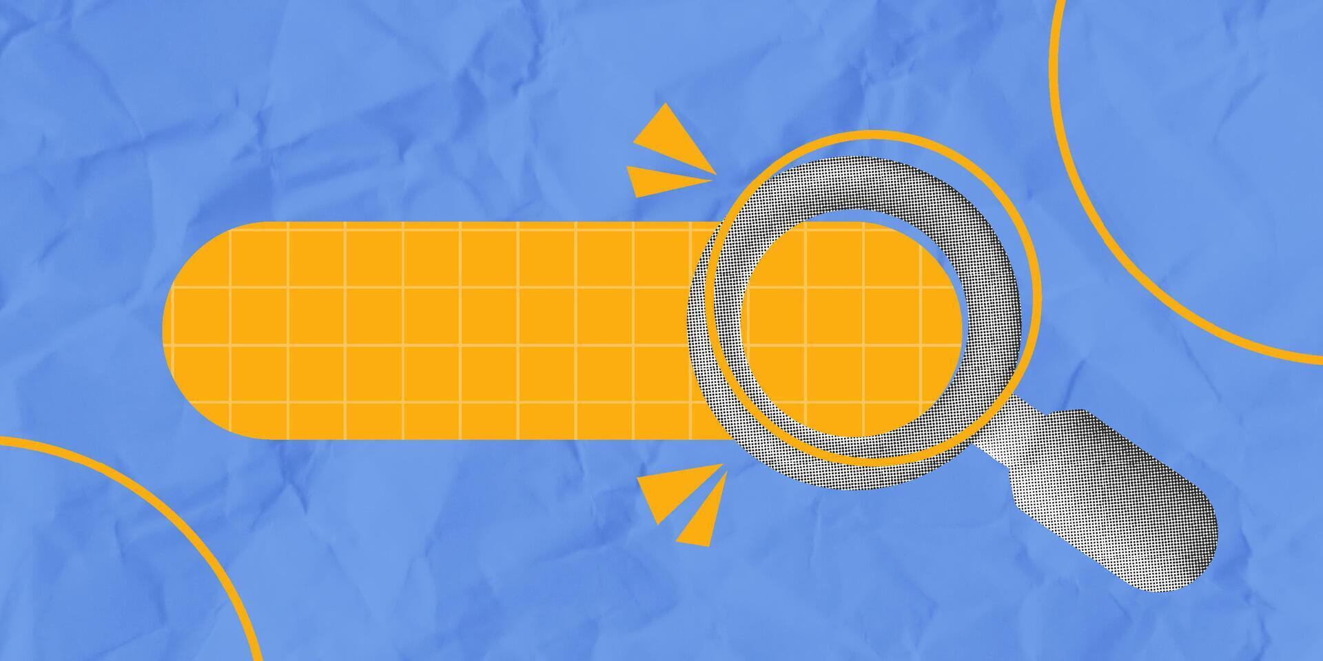 Trendy halftone collage with a website's search functionality with this vibrant search bar icon. Perfect for improving user experience and boosting engagement vector