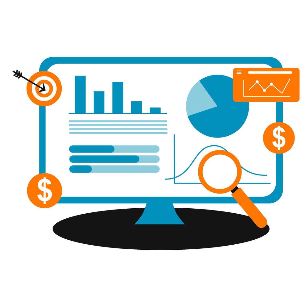 Modern Marketing Analytics Illustration. Digital Marketing Data Visualization Illustration vector