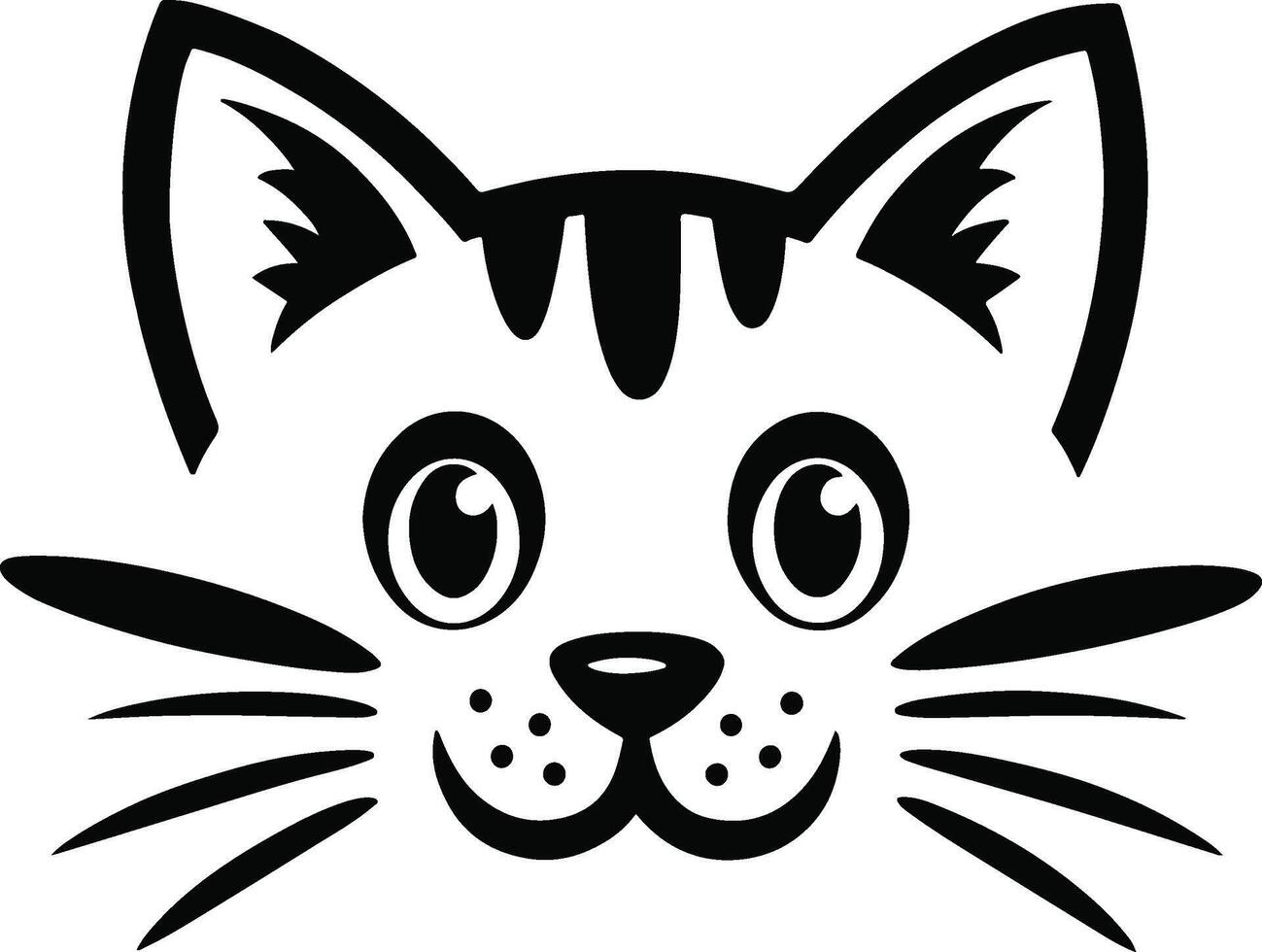 Cat Head Silhouette Illustration Art vector
