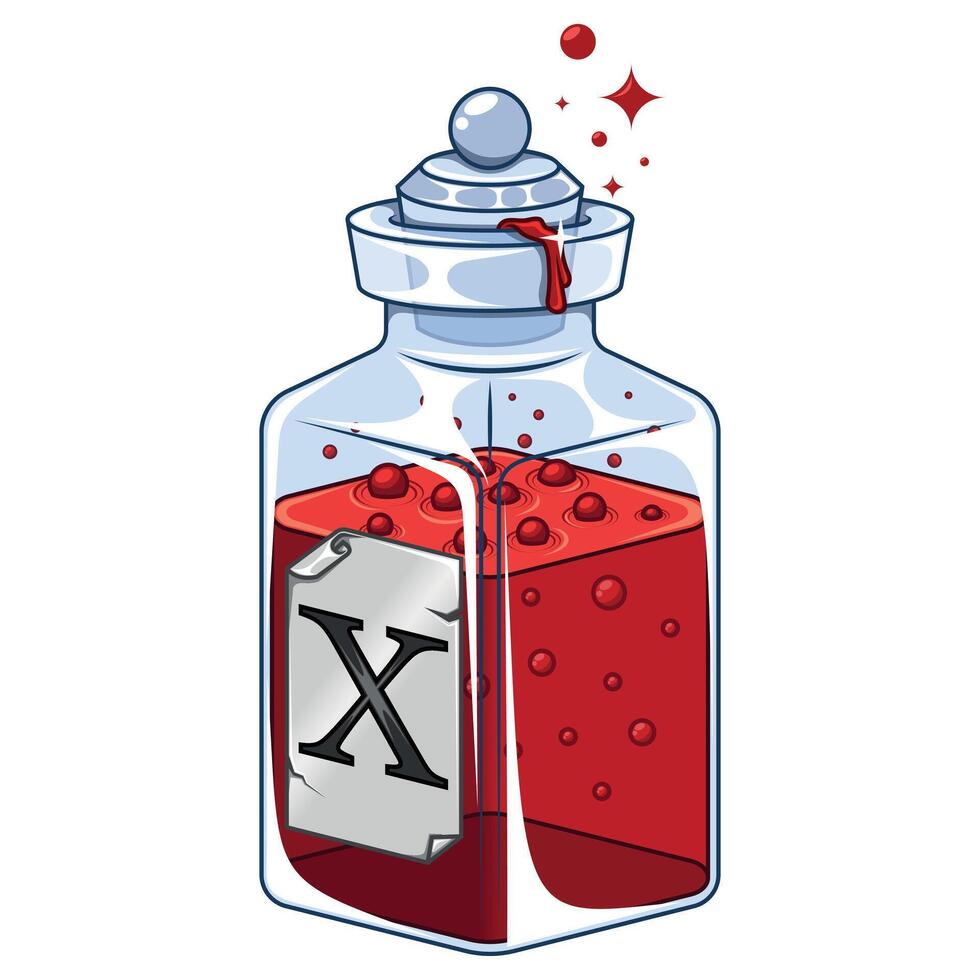 Glass bottle with liquid substance with label vector