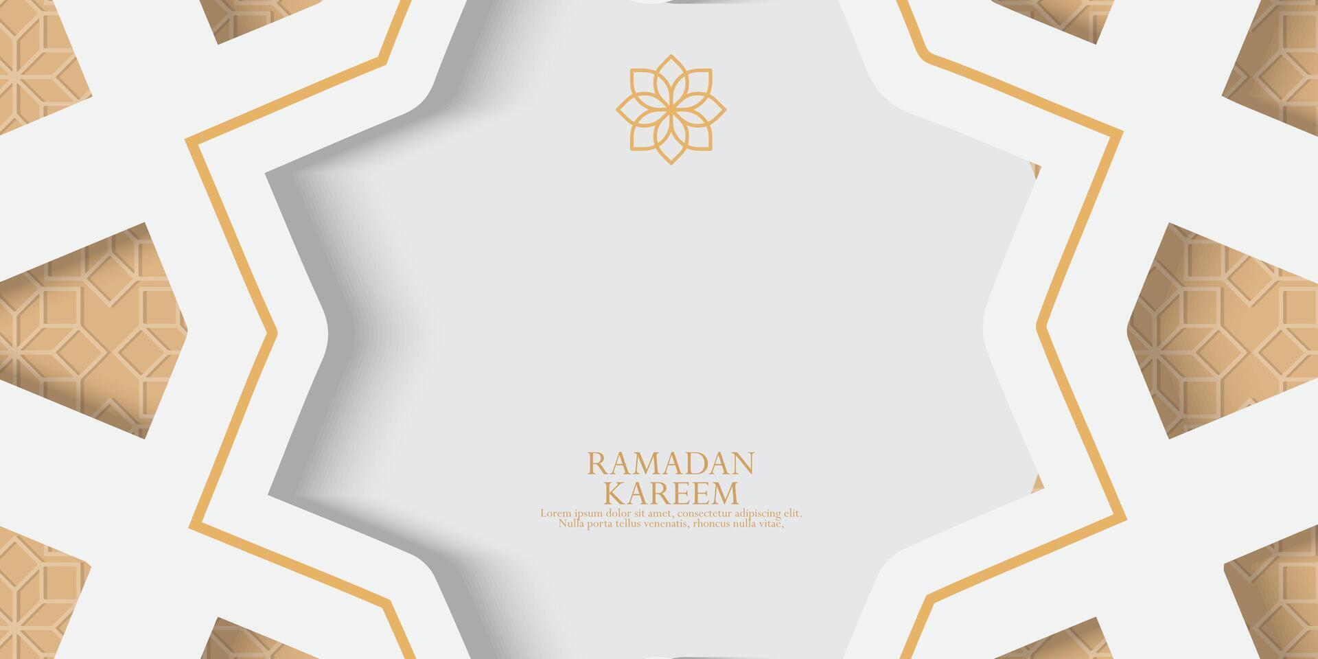 ramadan kareem greeting card with gold geometric pattern vector