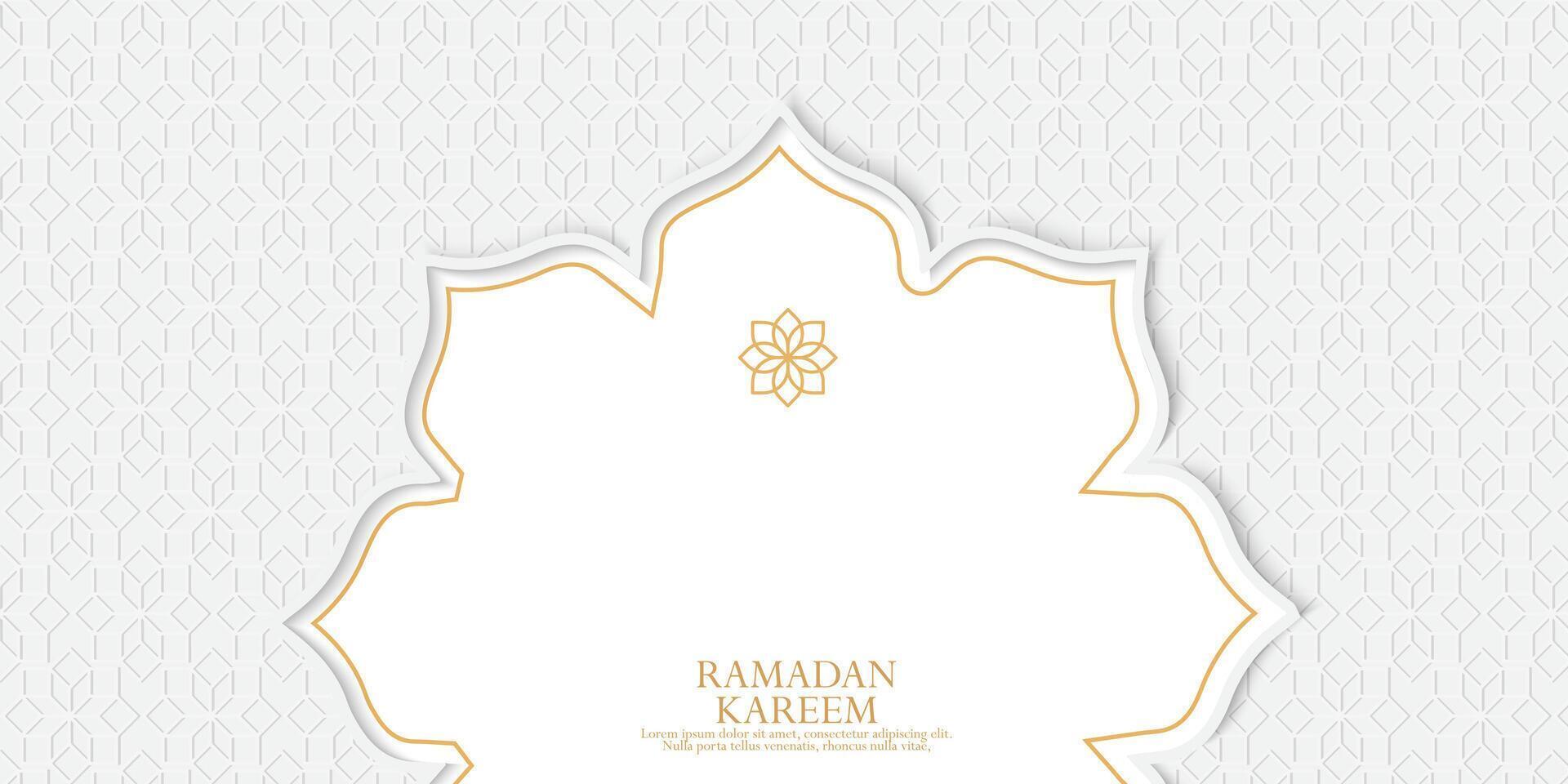 ramadan kareem greeting card with gold pattern an copy space vector