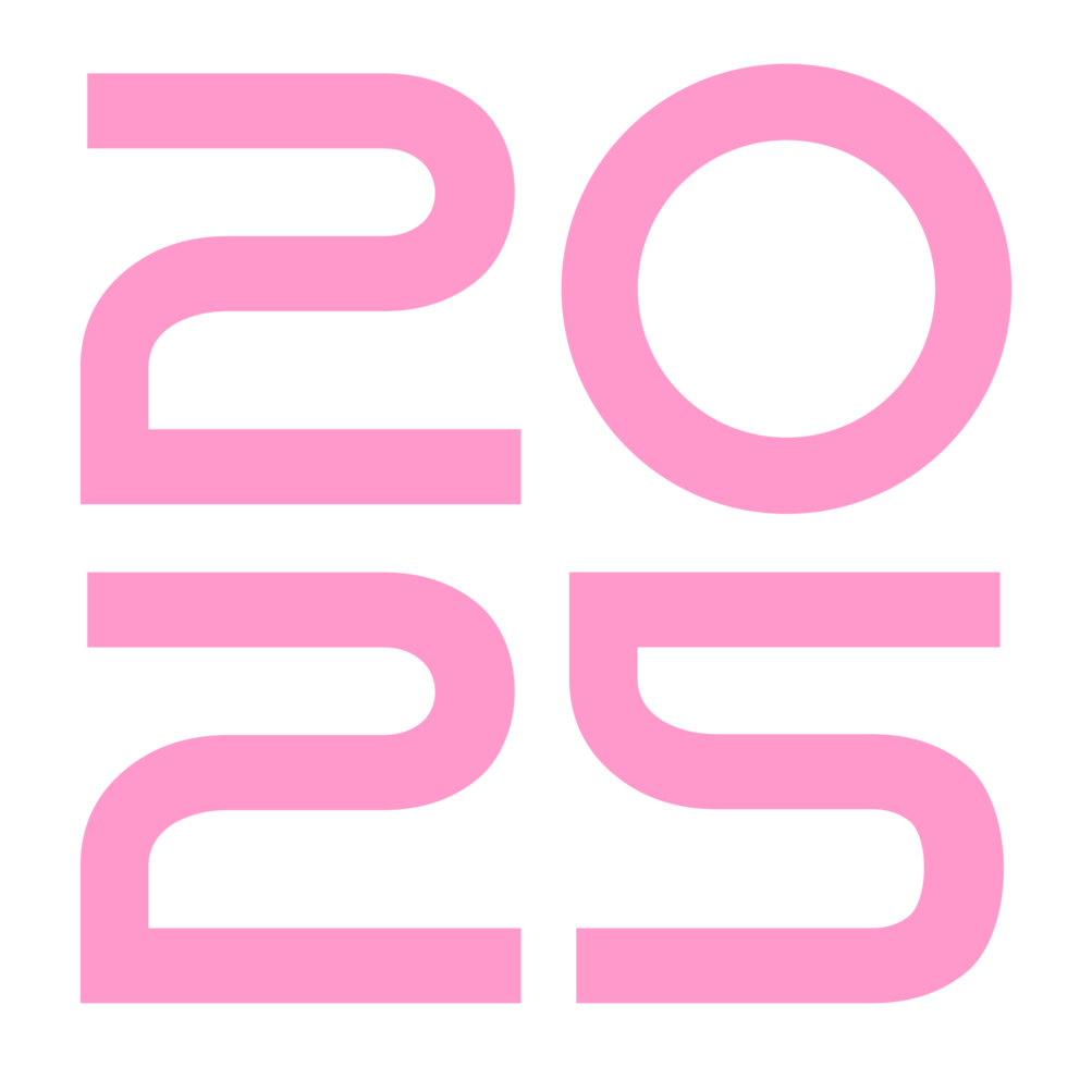 2025 Design Illustration, flat, simple, memorable and eye catching, can use for Calendar Design, Website, News, Content, Infographic, Happy New Year, or Graphic Design Element, pink png