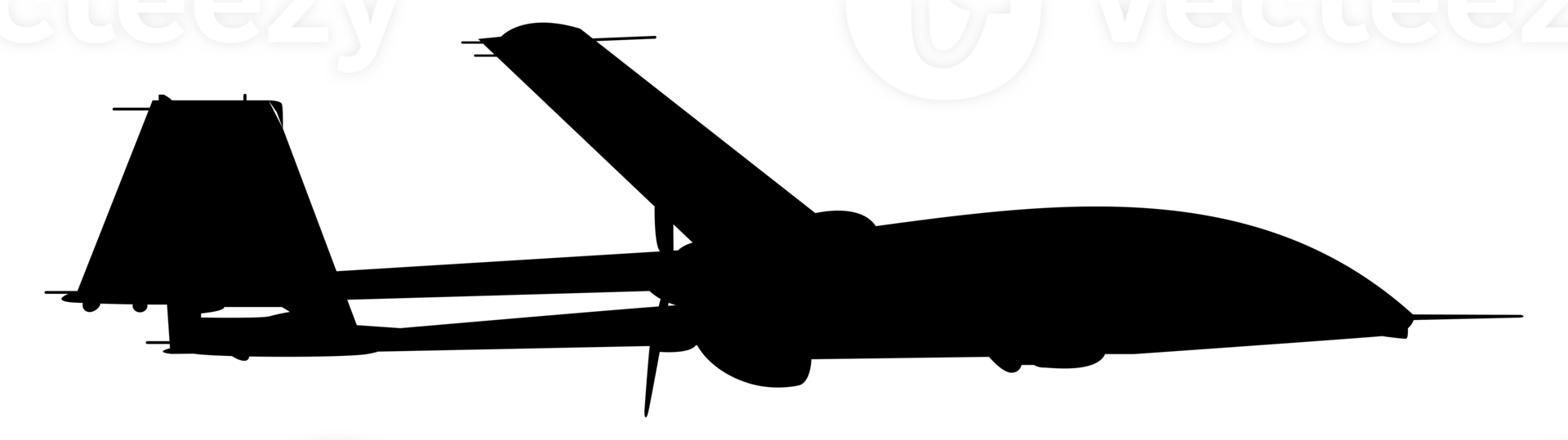 Silhouette of the UAV drone or Unmanned Aerial Vehicle, Flat Style, can use for Art Illustration, Logo Gram, Pictogram, Website, or Graphic Design Element. BW png