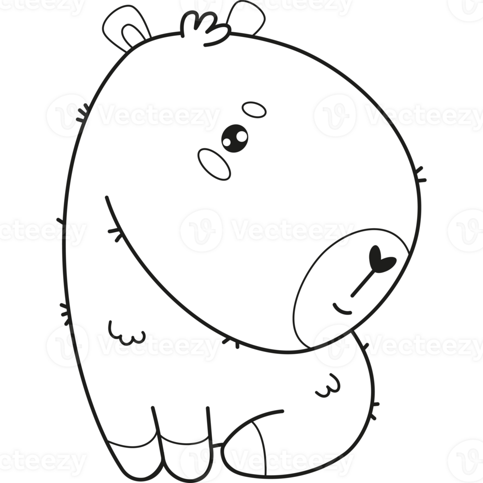 Outline capybara cartoon kawaii animal png