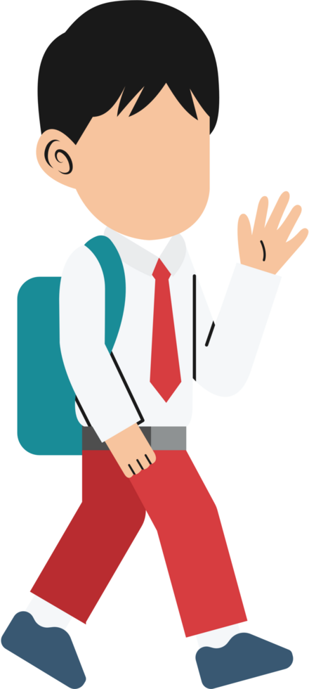 clipart of a boy walking with a backpack png