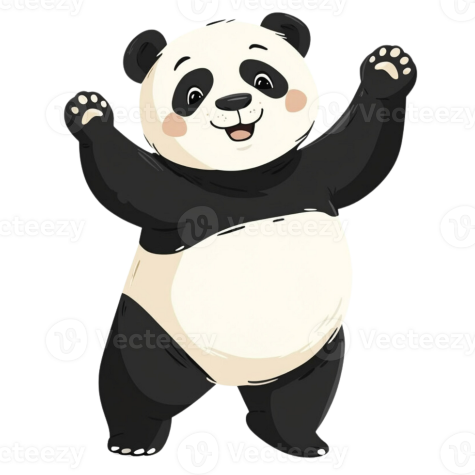 Kawaii Panda Smile isolate on transparent backgorund. png