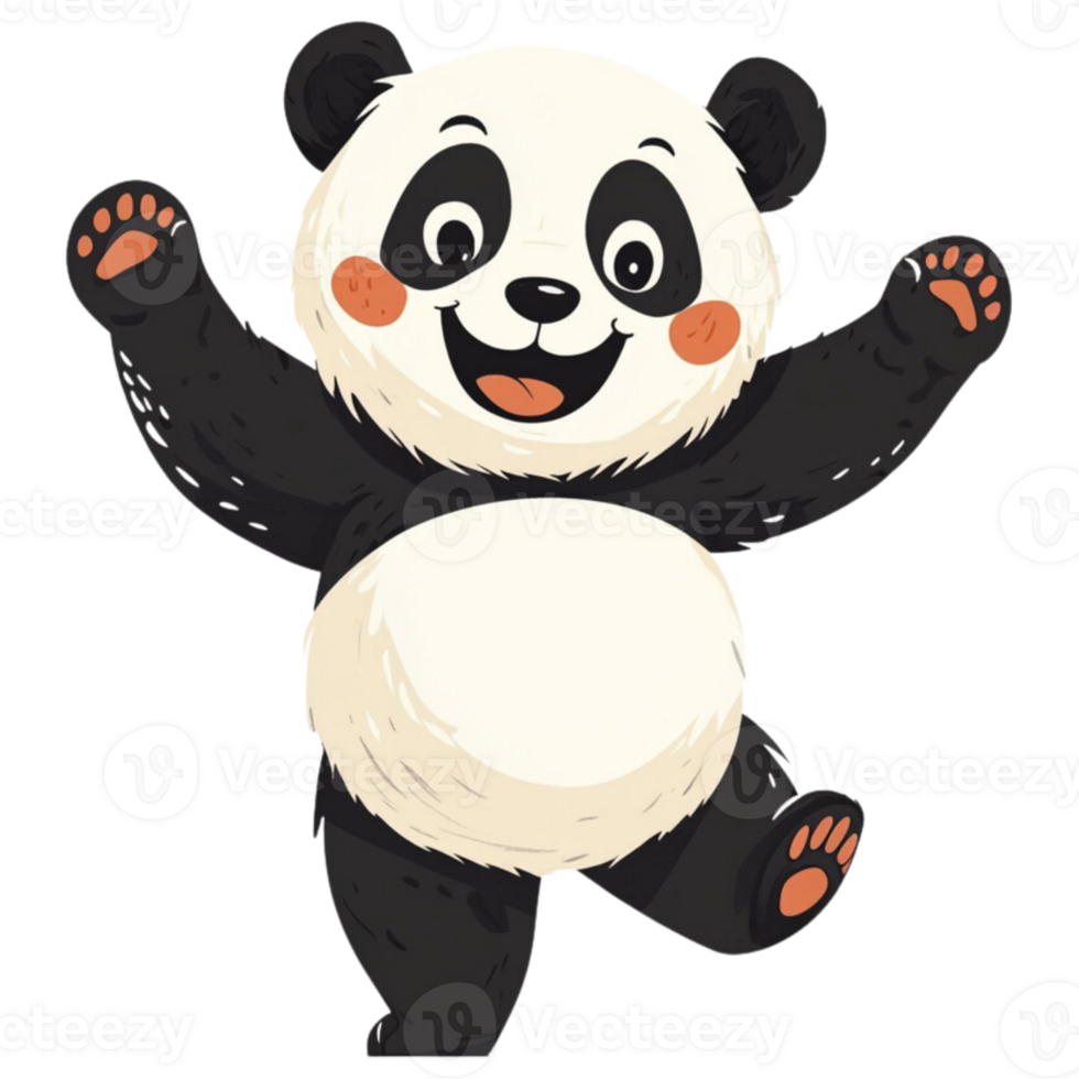 Happy Panda Playing isolate on transparent backgorund. png