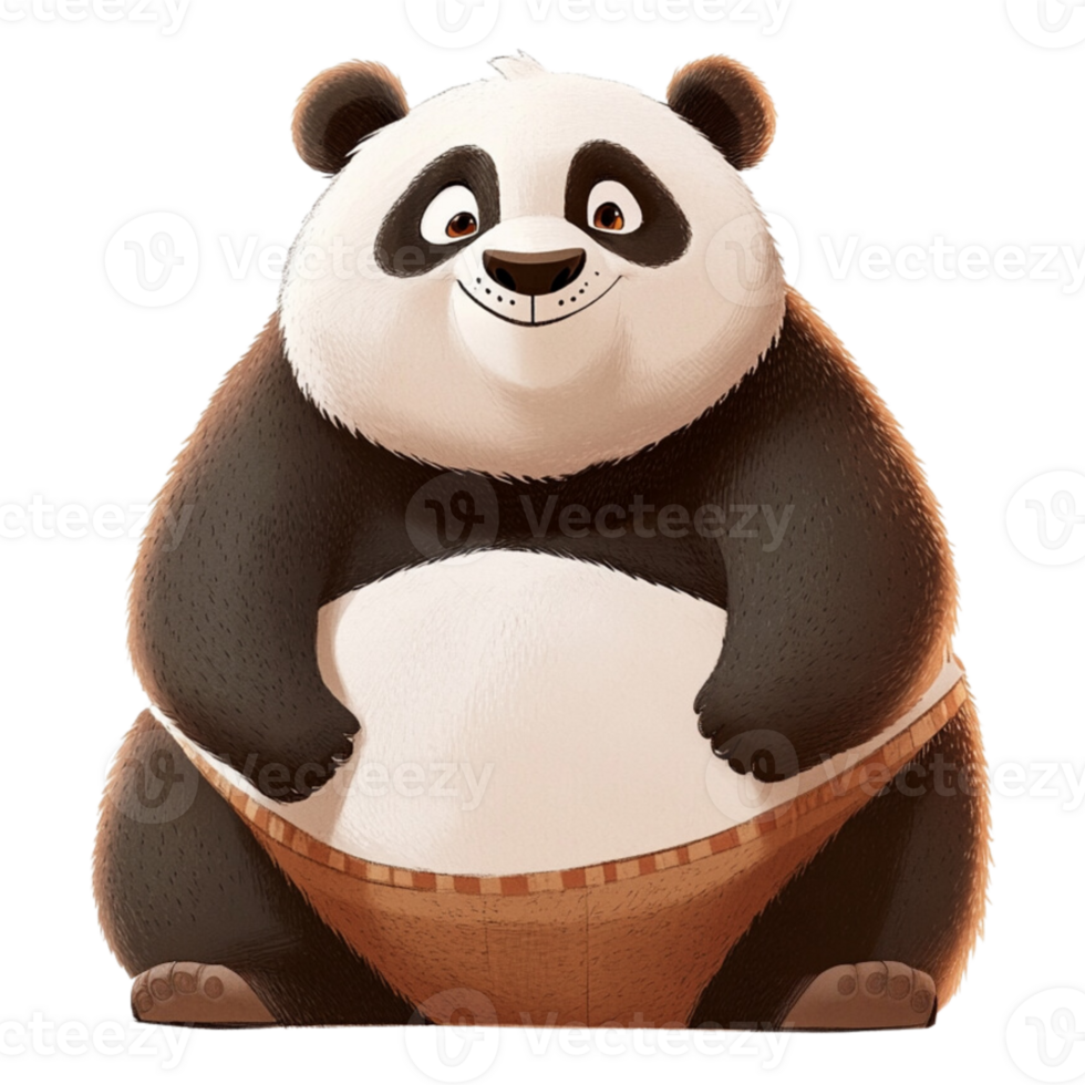 Cute Panda Pose isolate on transparent backgorund. png