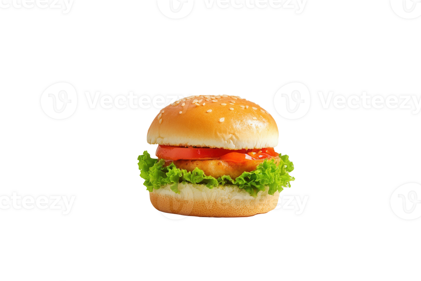 Sesame bun burger studio shot, food advert png